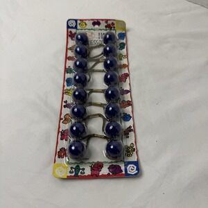 Knocker ball Twin Bead Elastic Blue Scrunchie tie girl Hair Ponytail Holder VTG